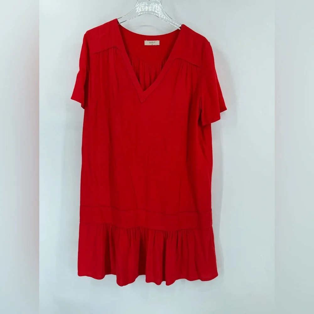 ba&sh Red Short Ruffle-Hem Mini Dress - Picture 3 of 6